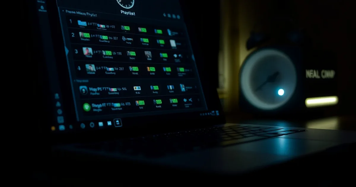 Schermo di un laptop al buio che mostra un test di verifica su un elenco di canali streaming, con alcune icone attive e altre spente a indicare canali offline